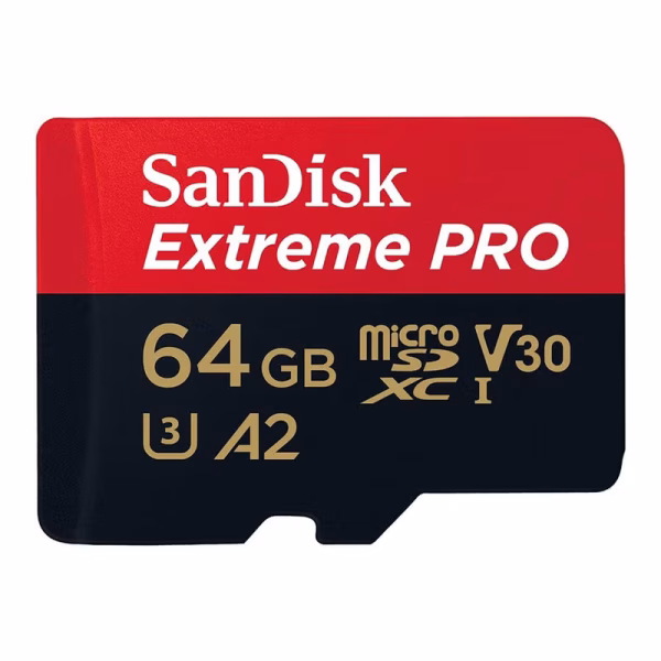 بطاقة SanDisk Extreme PRO microSDXC™ UHS-I بسعة 64 جيجابايت وسرعة 200 ميجابايت/ثانية و90 ميجابايت/ثانية