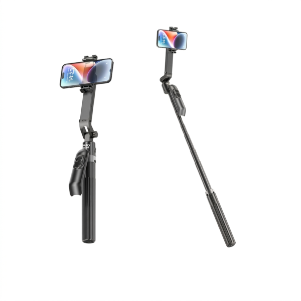 Jmary KT-299 Rotation Smart Tripods Al Face Sensor Selfie Stick Tripod Upto 1.8 Meter long 360° Horizontal – Black